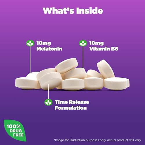 Natrol Melatonin Advanced Sleep Tablets with Vitamin B6, Helps You Fall Asleep Faster, Stay Asleep Longer, 2-Layer Controlled Release, 100% Drug-Free, Maximum Strength, 10mg, 30 Count