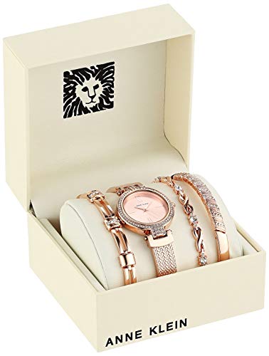 Anne Klein Women's Japanese Quartz Dress Watch with Metal Strap, Rose Gold, 12 (Model: AK/3584RGST)