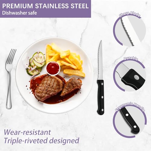 48 PCS Silverware Set Includes 8 Steak Knives Service for 8, Gifcomda Premium Stainless Steel Flatware Set, Mirror Polished Cutlery Set, Spoons and Forks Set, Dishwasher Safe and Stylish Design