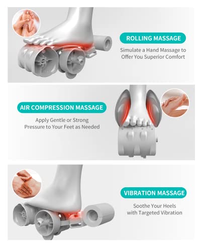 Nekteck Foot Shiatsu Massager, Calf Massage with Heat Therapy, Deep Kneading, Vibration, Compression Leg Massager for Home and Office Use (Remote Control)