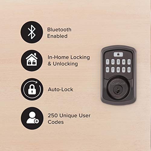 Kwikset 99420-002 Aura Bluetooth Programmable Keypad Door Lock Deadbolt Featuring SmartKey Security, Venetian Bronze