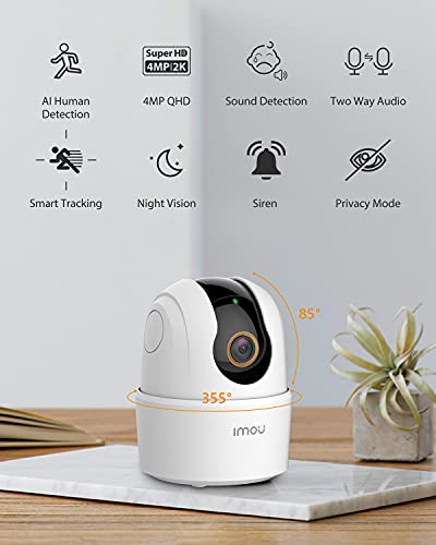 Imou 2K Indoor Security Camera 2.4GHz WiFi Camera for Home Security, Plug-in Surveillance Camera 4MP, IP Camera 360 View with Human & Sound Detection, Night Vision, 2-Way Audio, Smart Tracking