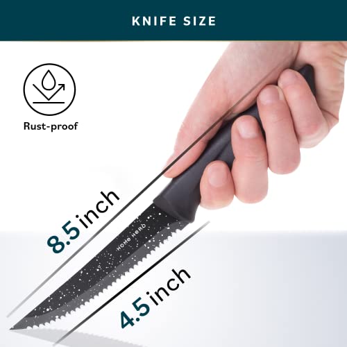 Home Hero Kitchen Knife Set, Chef Knife Set & Steak Knives - Professional Design Collection - Razor-Sharp High Carbon Stainless Steel Knives with Ergonomic Handles (8 Pcs - Granite)