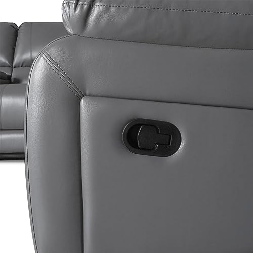 UR livingroom Modular Sectional Sofa PU Leather Manual Recliner Sofa Symmetrical Sectional Couches for Living Room Livingroom Furniture Sets, Grey