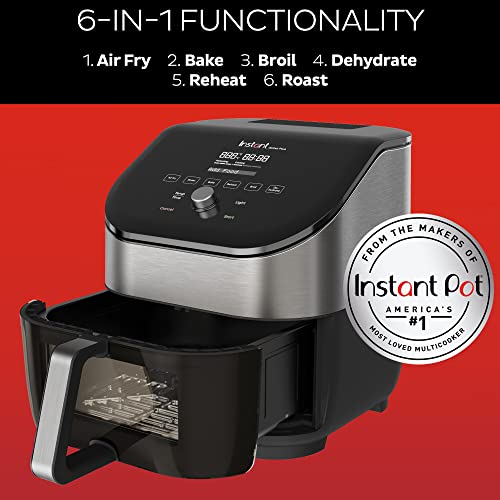 Instant Vortex Plus 6QT Air Fryer with Odor Erase Technology, 6-in-1 Functions that Crisps, Roasts, Broils, Dehydrates, Bakes & Reheats, 100+ In-App Recipes, from the Makers of Instant Pot, Black