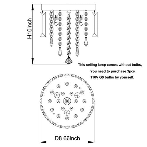 Nobranded Mini Crystal Chandelier Flush Mount Ceiling Light for Bedroom, Hallway, Bar, Kitchen, Bathroom Pendant Lamps