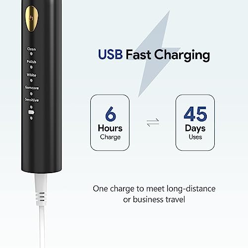 MOROLURU Electric Toothbrush Dual Handle 5 Modes with Smart Timer and 16 Brush Heads & 2 Travel Cases Including IPX7 Waterproof ,Black&White
