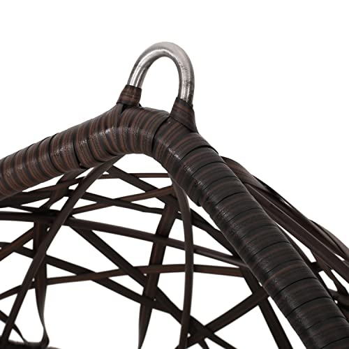 Christopher Knight Home Isaiah Indoor/Outdoor Wicker Tear Drop Hanging Chair (Stand Not Included), Multi-Brown and Tan