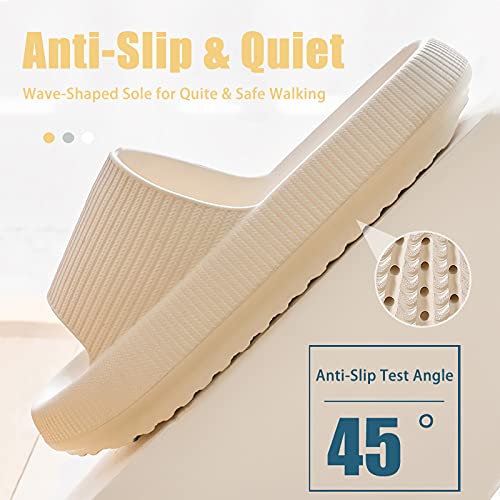 Cloud Slippers for Women and Men, Rosyclo Pillow Massage Shower Bathroom Non-Slip Quick Drying Open Toe Super Soft Comfy Thick Sole Home House Cloud Cushion Slides Sandals for Indoor & Outdoor Platform Foam Shoes