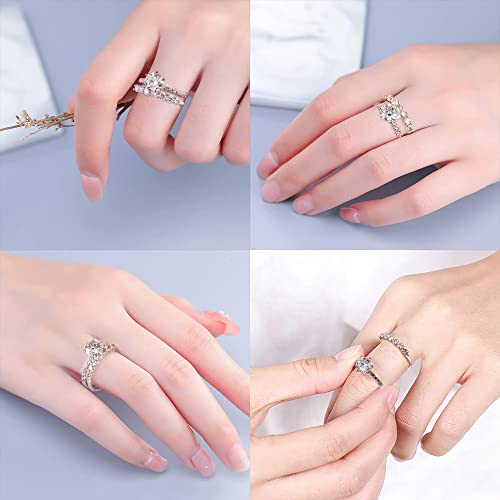 MOOSEA 1.5ct Moissanite Rings for Women, D Color VVS1 Clarity Excellent Cut Lab Created Diamond Rings 14K White Gold Vermeil 6 Claw Moissanite Engagement Rings for Women Jewelry Gifts