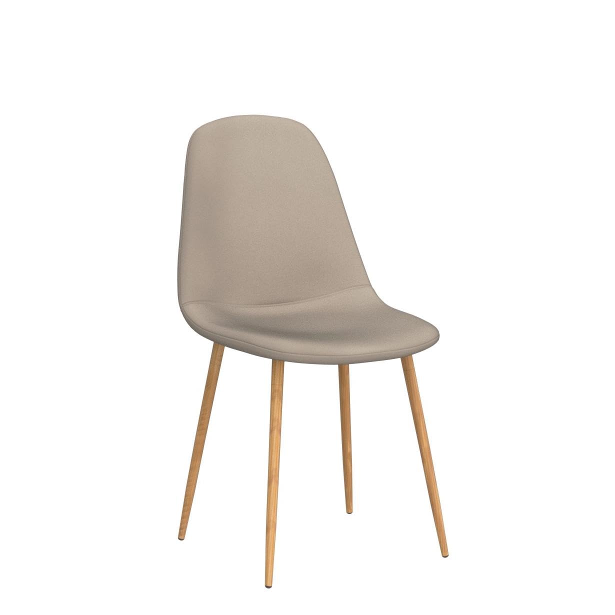 CangLong Upholstered Cushion Seat Back, Mid Century Metal Legs for Kitchen Dining Room Side Chair, Set of 4, Light Grey