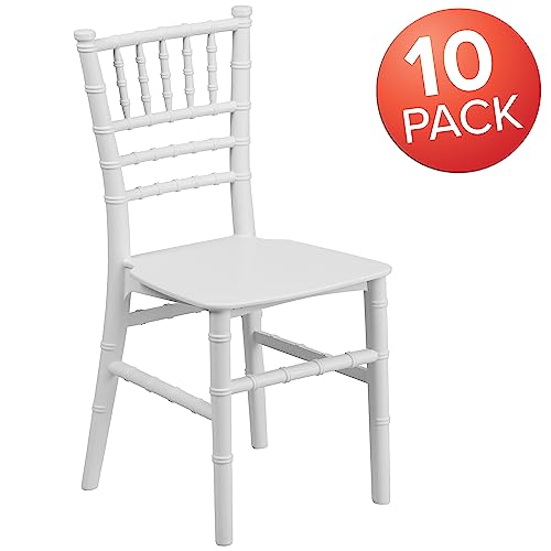 Flash Furniture HERCULES 10 Pack Child’s White Resin Party and Event Chiavari Chair for Commercial & Residential Use