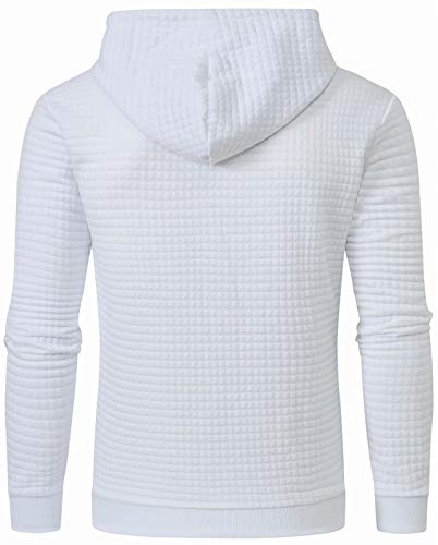 YuKaiChen Mens Casual Hoodies Pullover Midweight Hooded Sweatshirt White Large