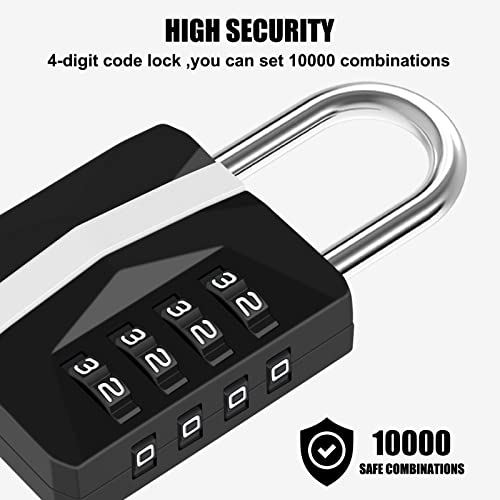 Diyife® 2 Pack Combination Padlock, 4 Digit Metal Combination Lock Waterproof, Steel Plated Clasp & High Security, Resettable Outdoor Lock for Gate, Garage, Gym, Locker, Drawer - Black