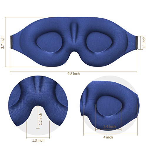 MZOO Sleep Eye Mask for Men Women, 3D Contoured Cup Sleeping Mask & Blindfold, Concave Molded Night Sleep Mask, Block Out Light, Soft Comfort Eye Shade Cover for Travel Yoga Nap, Blue