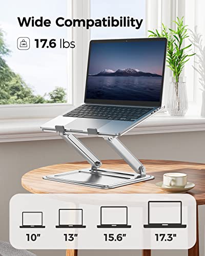 LORYERGO Adjustable Laptop Stand, Portable Riser for 17.3inch Laptops, Adjustment for Desk, Holds Up to 17.6lbs Notebook - Sliver