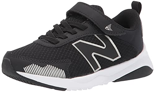 New Balance Kid's Dynasoft 545 V1 Hook and Loop Running Shoe, Black/White/Silver Metallic, 1.5 Little Kid