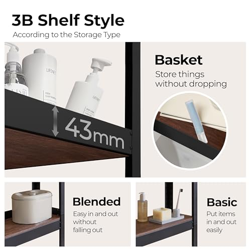 HOMEDANT House Over The Toilet Storage Cabinet Fully Adjustable Shelf Organizer Bathroom Easy Assemble Shelf Black 24.4" W x 8.6" D x 65.4" H