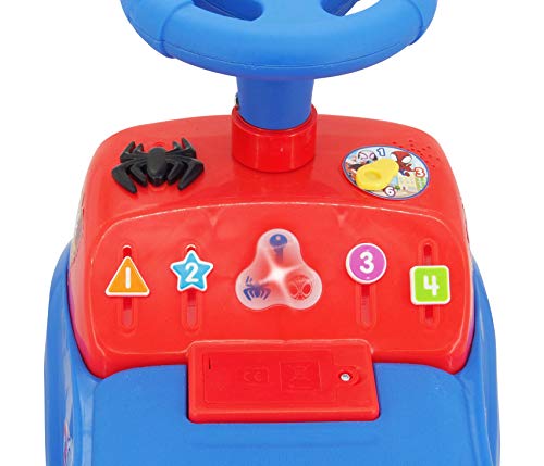 Kiddieland: Spidey Team Activity, Ride-On, Lively Sounds and Has Flashing Lights, Interactive Dashboard with Exciting Sounds, Colorful Flashing Lights