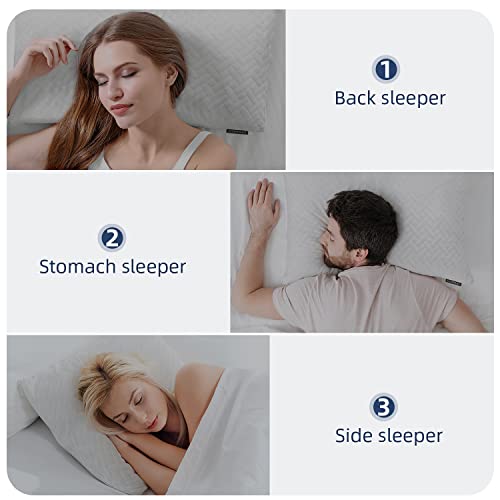 Hoperay Bed Neck Pillows for Sleeping - Bedding Shredded Memory Foam Firm Pillow - Support Side Sleeper Pillow - Adjustable Loft Washable Removable with Pillowcase