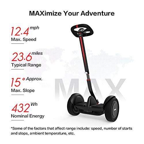 Segway Ninebot S-Max Smart Self-Balancing Electric Scooter, Dual 432W Motor, Max 23.6 Miles Range & 12.4MPH, Hoverboard with LED Light, Compatible with Gokart kit