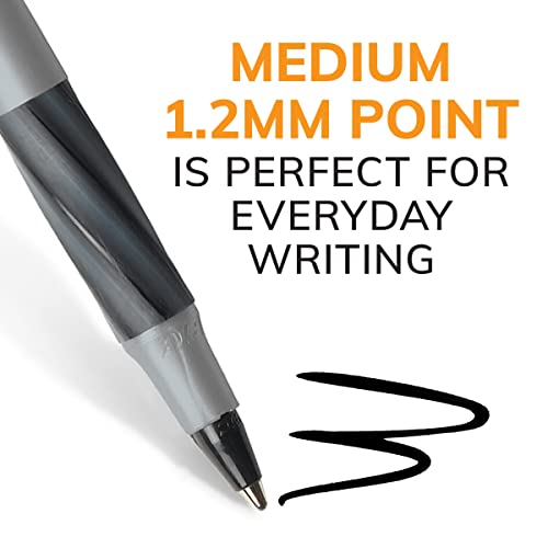 BIC Round Stic Grip Xtra Comfort Black Ballpoint Pens, Medium Point (1.2mm), 36-Count Pack, Perfect Writing Pens With Soft Grip for Superb Comfort and Control