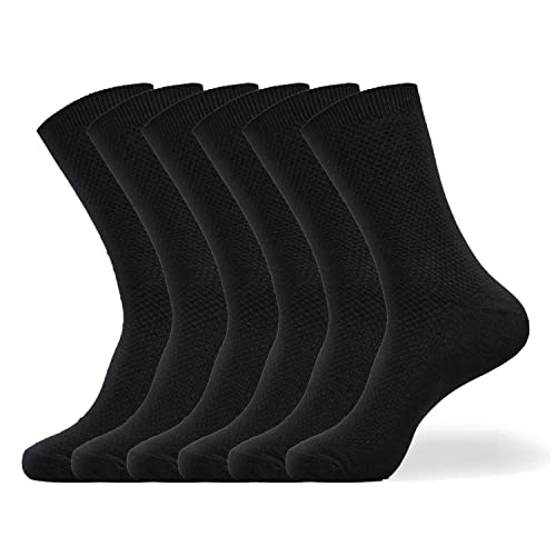 MissShorthair 6 Pairs Men's Bamboo Dress Socks,Moisture Wicking Durable Mens Socks,Soft Breathable Bamboo Socks for Men,Navy/Gray/Black