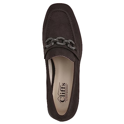 CLIFFS BY WHITE MOUNTAIN Women's Shoes Quinbee Block Heeled Loafer, Dk Brown/Suedette, 8 M