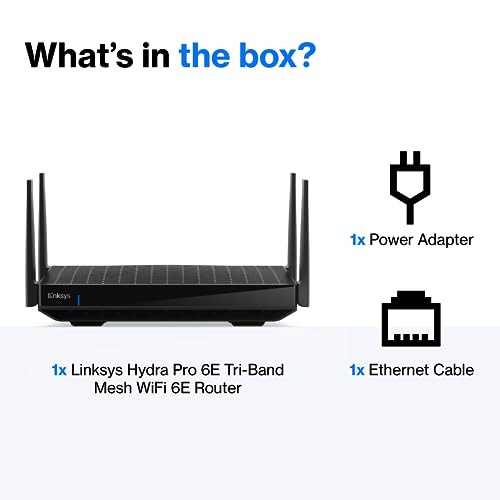 Linksys WiFi Mesh 6E Tri-Band Router | Fast and Reliable speeds | Connect 50+ Devices | Coverage of 2,500 Sq Ft | 2021 Release