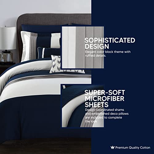 Chic Home Eyelet Comforter Set, Twin, Turquoise