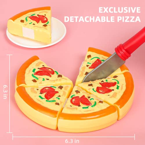 Shimirth 67Pc Pretend Play Food Sets for Kids Kitchen, Pizza Toy Food & Cutting Fake Food - Fruits & Vegetables, Play Kitchen Toys Accessories, Pretend Food Toys for Toddlers Boys Girls Birthday Gift