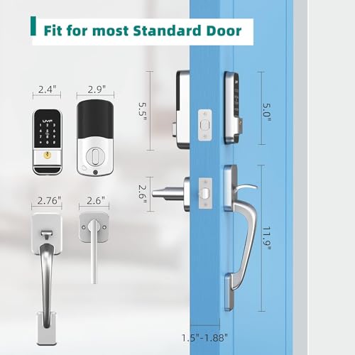 Keyless Entry Smart Door Lock with Handle Set,Front Door Keypad Lock,Electronic Deadbolt Door Lock,Auto Lock&Easy Installation,Digital Keypad Door Lock for Home Hotel Bedroom,Silver