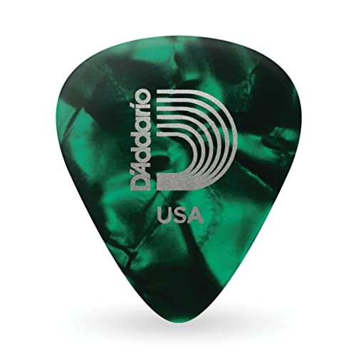 D'Addario Accessories Celluloid Guitar Picks - Guitar Accessories - Guitar Picks for Acoustic Guitar, Electric Guitar, Bass Guitar - Natural Feel, Warm Tone - Green, Heavy, 25-pack