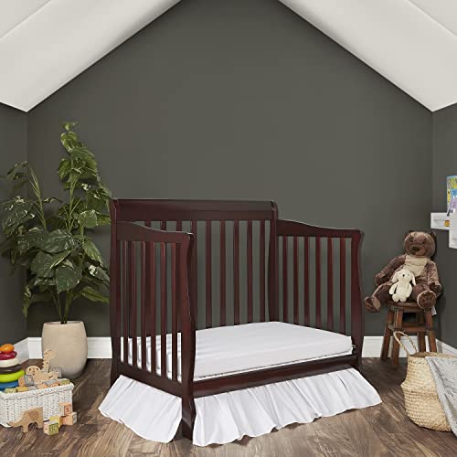 Dream On Me Aden 4-in-1 Convertible Mini Crib In Espresso, Greenguard Gold Certified, Non-Toxic Finish, New Zealand Pinewood, With 3 Mattress Height Settings