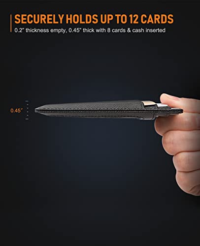 Buffway Slim Minimalist Front Pocket RFID Blocking Leather Wallets for Men Women - Cross Black