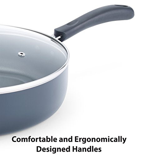 T-fal Specialty Nonstick Saute Pan with Glass Lid 5 Quart Oven Broiler Safe 350F Cookware, Pots and Pans, Dishwasher Safe Black