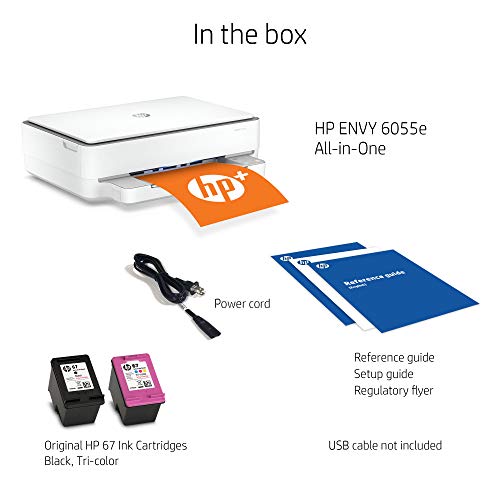 HP ENVY 6055e All-in-One Wireless Color Printer, with bonus 6 months free Instant Ink (223N1A), white