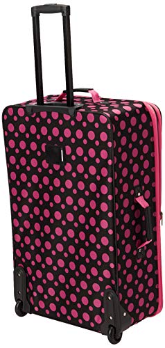Rockland Fashion Softside Upright Luggage Set, Black/Pink Dot, 4-Piece (14/19/24/28)