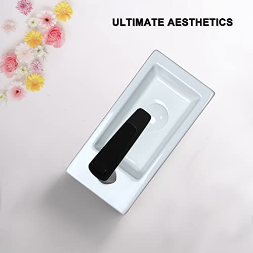 bathivy 15"x7.5" Wall Mount Corner Bathroom Sink with Pop-up Drain & Installation Kits, Rectangular White Ceramic Vessel Sink, Wall Hung Mini Floating Sink, Small Corner Sink for Bathrooms (Left Hand)
