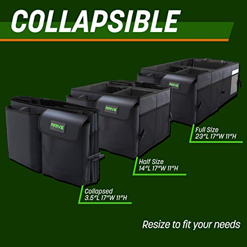 DRIVE AUTO PRODUCTS - Compact Black Car Trunk Organizer with Adjustable Straps