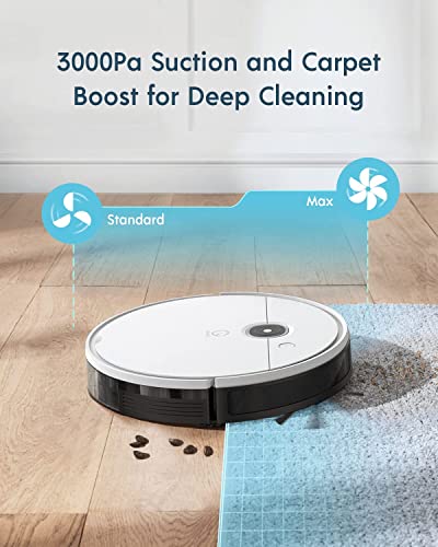 yeedi vac x Robot Vacuum - Ultra-Slim Design, Powerful 3000Pa Suction, Carpet Detection, Smart Mapping - Ideal for Carpet, Hard Floor Cleaning, Pets - Alexa Compatible, Wi-Fi Connected