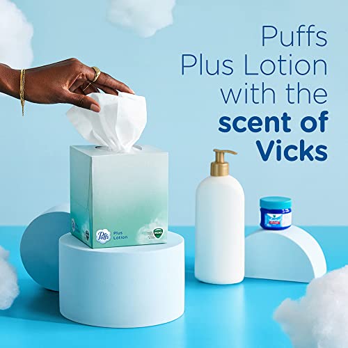 Puffs Plus Lotion with Vicks Facial Tissues, 24 Cubes, 48 Tissues per Box