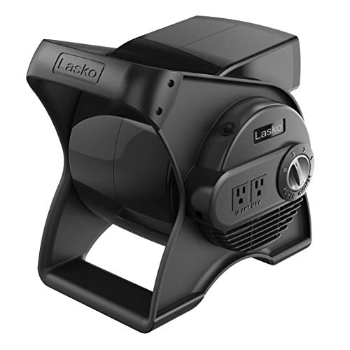 Lasko High Velocity Pivoting Utility Blower Fan, for Cooling, Ventilating, Exhausting and Drying at Home, Job Site, Construction, 2 AC Outlets, Circuit Breaker with Reset, 3 Speeds, 12", Black, U12104