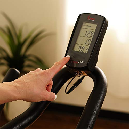 Sunny Health & Fitness Magnetic Rear Belt Drive Indoor Cycling Exercise Bike with RPM Cadence Sensor - SF-B1709, Black