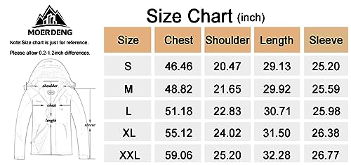 MOERDENG Men's Waterproof Ski Jacket Warm Winter Snow Coat Mountain Windbreaker Hooded Raincoat, Black, Large