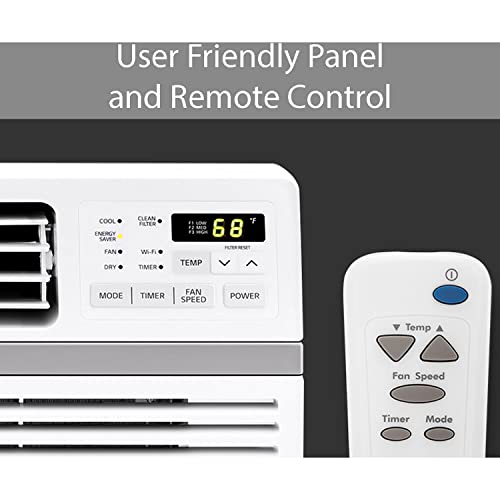 LG 10,000 BTU Smart Window Air Conditioner, Cools up to 450 Sq. Ft, Smartphone and Voice Control Works ThinQ, Amazon Alexa and Hey Google, Energy Star, 3 Cool & Fan Speeds, 115V, White