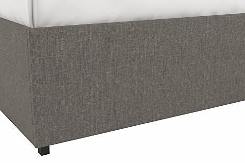 DHP Maven Upholstered Platform Bed for Raised Mattress Support with Underbed Storage Drawers, No Box Spring Needed, Queen, Gray Linen
