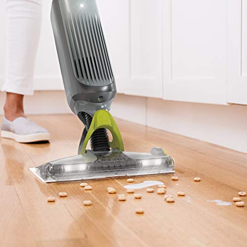 Shark VM252 VACMOP Pro Cordless Hard Floor Vacuum Mop with LED Headlights, 4 Disposable Pads & 12 oz. Cleaning Solution, Charcoal Gray