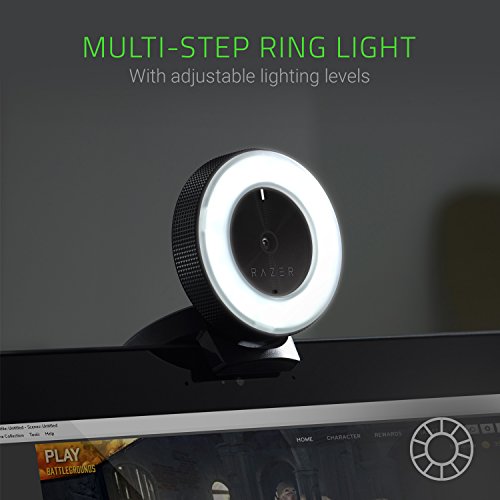 Razer Kiyo Streaming Webcam: Full HD 1080p 30 FPS / 720p 60 FPS - Ring Light w/Adjustable Brightness - Built-in Microphone - Autofocus - Works with Zoom/Teams/Skype for Conferencing and Video Calling