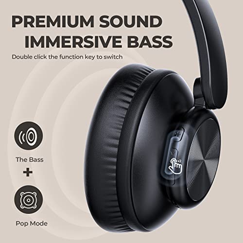 V8 Wireless Bluetooth Headphones Over Ear, 80 Hours Playtime Wireless Headphones with Deep Bass,Lightweight Foldable Headphones Built-in Mic,HiFi Stereo Sound for Travel Work Laptop PC Cellphone